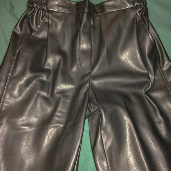 NWT High Waist Faux Leather Draped Pants - Picture 4 of 7